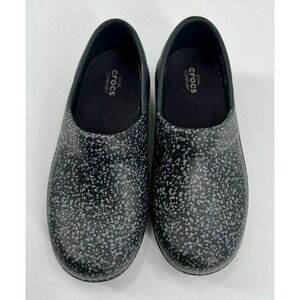 Crocs Neria Pro II Walking Nursing Slip Resistant Graphic Clog Black Gray Dots 4